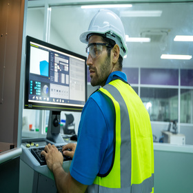 Ingenieur, der Daten analysiert 